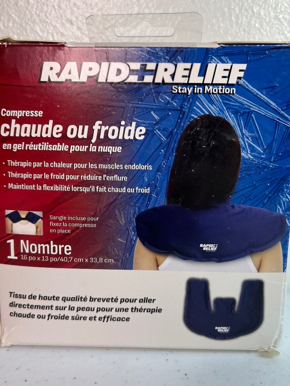 Rapid Relief Reusable Neck & Shoulder Gel Wrap - Hot/Cold Therapy with Strap - Picture 11 of 13